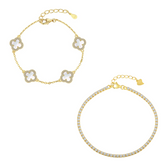 Gold clover bracelet set