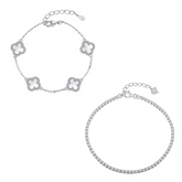Silver clover bracelet set