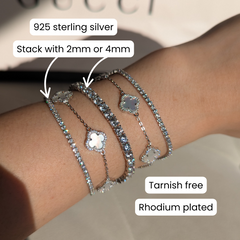 Silver clover bracelet set