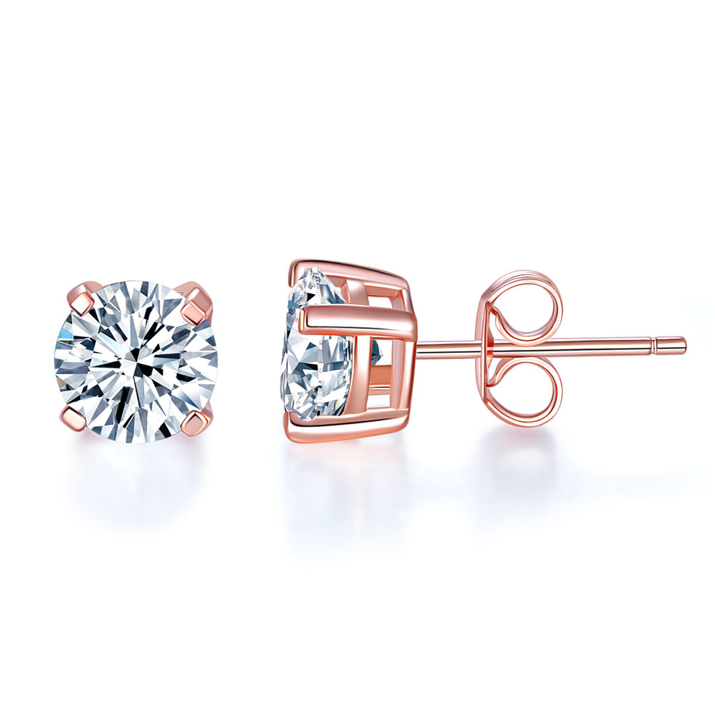 Rose Gold Round Cut Stud earrings