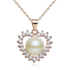 Rose Gold Pearl Heart Necklace