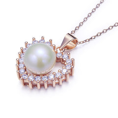 Rose Gold Pearl Heart Necklace