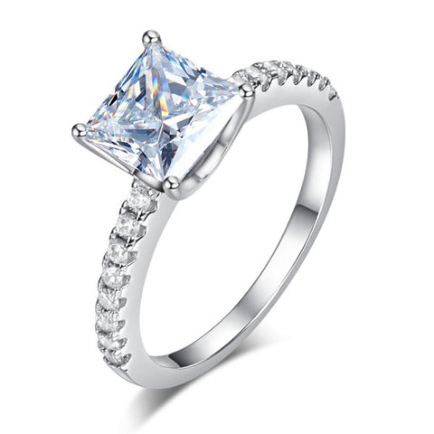 Square cut princess ring