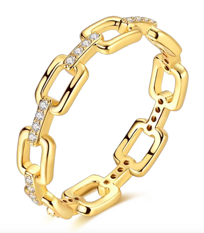 Gold chain link ring