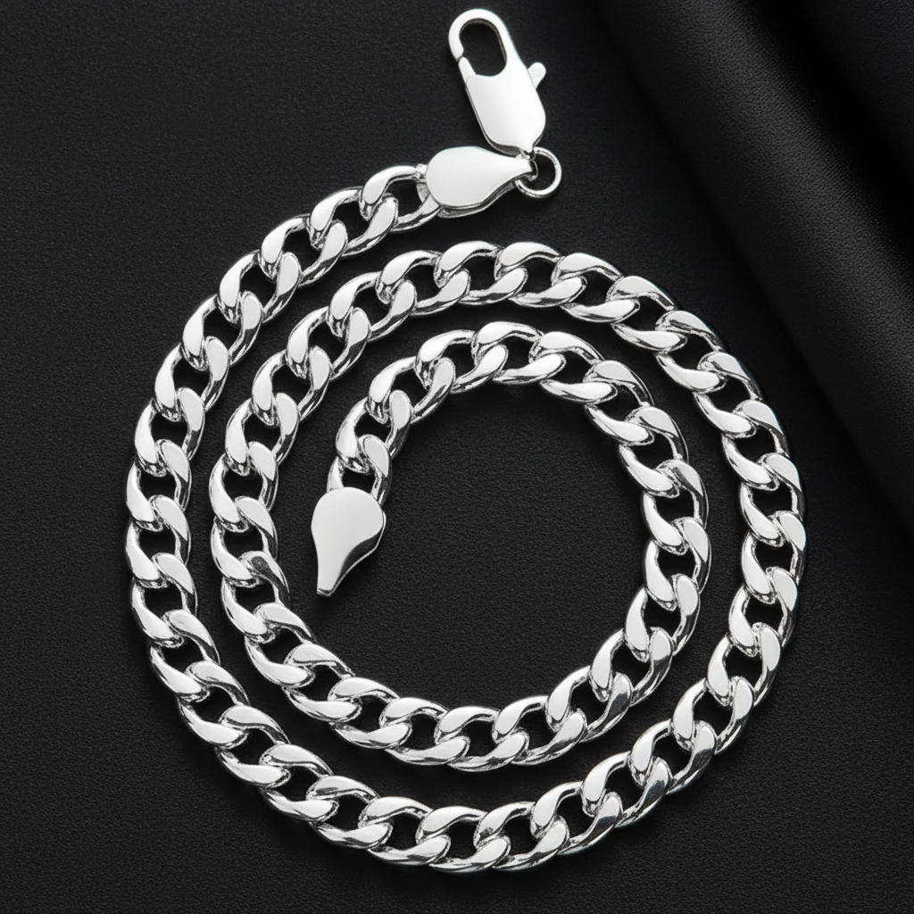 10mm sterling silver link chain necklace