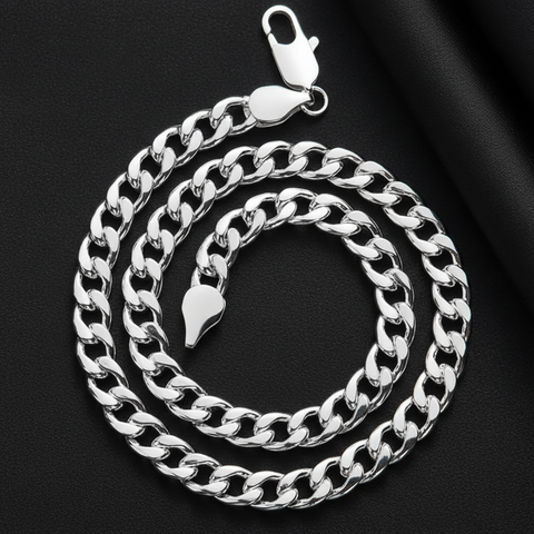 10mm sterling silver link chain necklace
