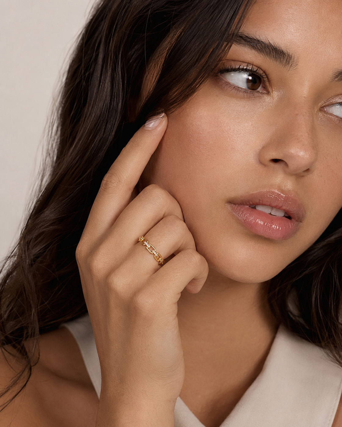 Gold chain link ring