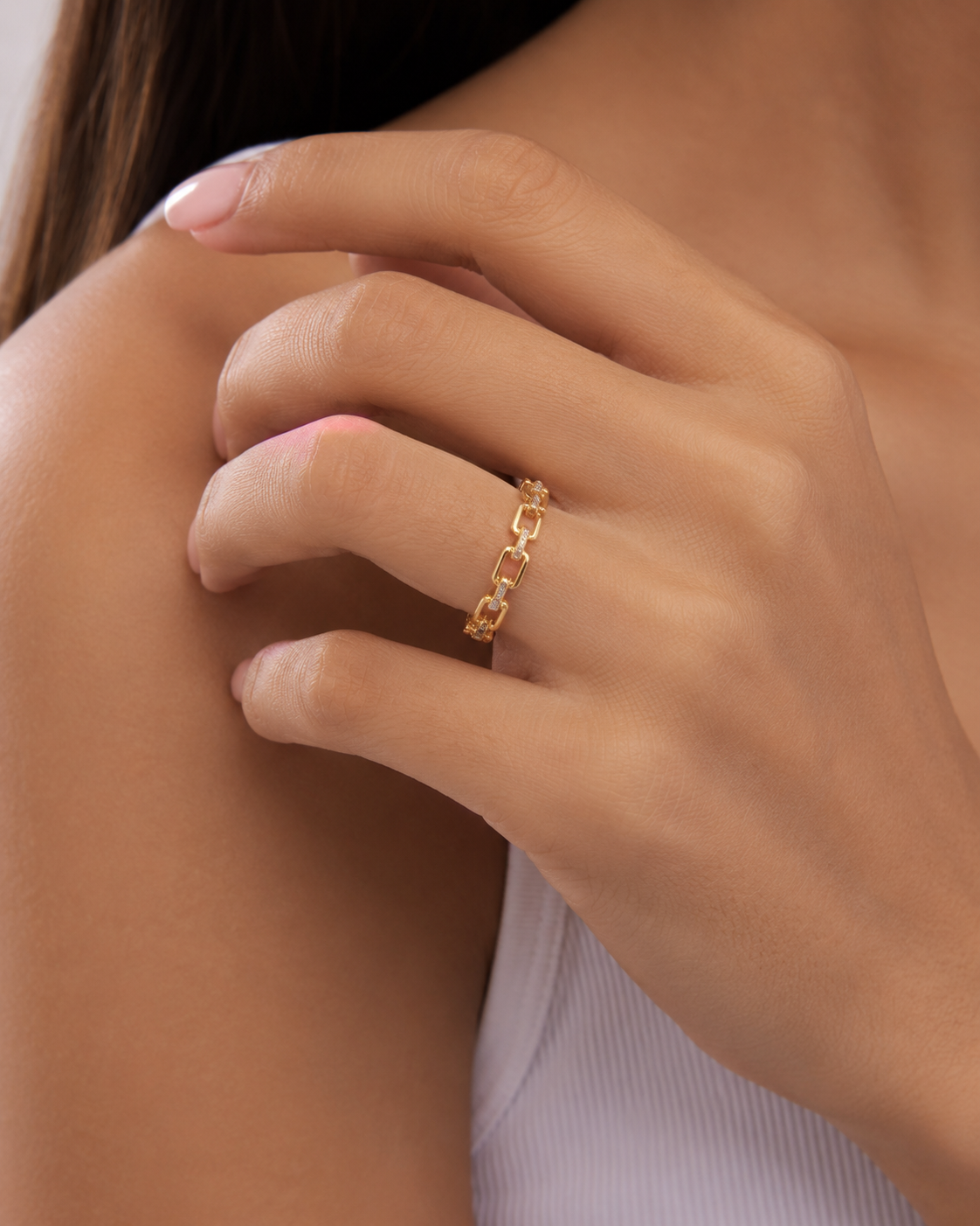 Gold chain link ring