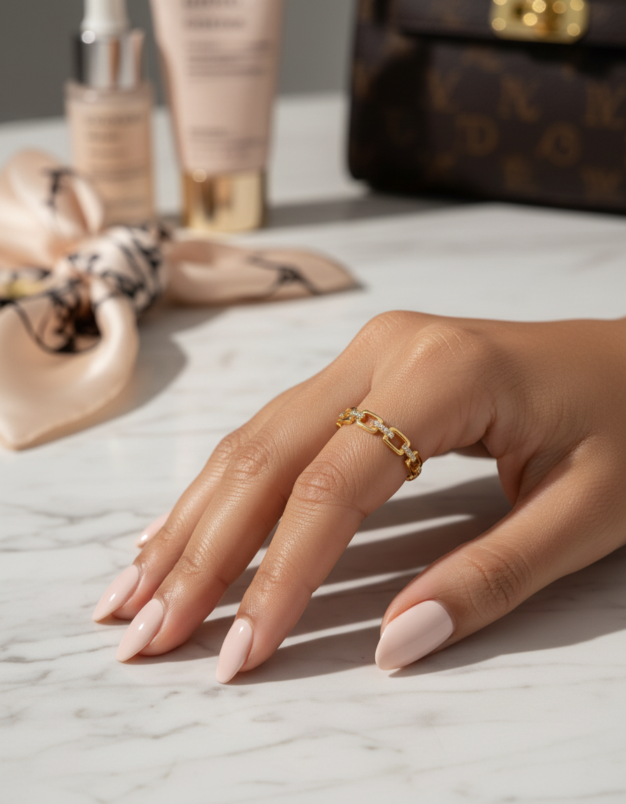 Gold chain link ring