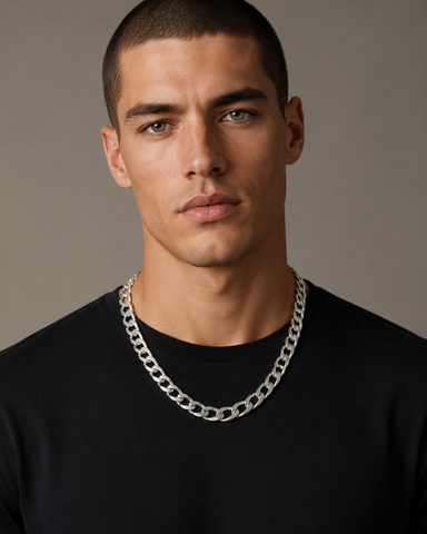10mm sterling silver link chain necklace