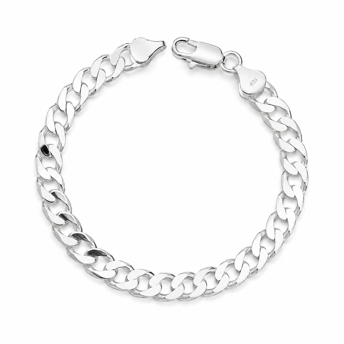 Sterling silver flat chain link bracelet 8mm