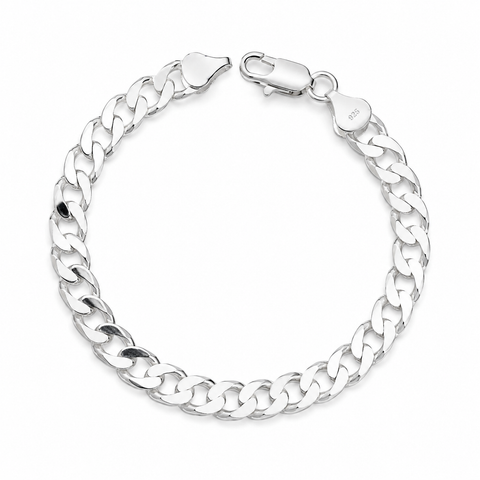 Sterling silver flat chain link bracelet 8mm