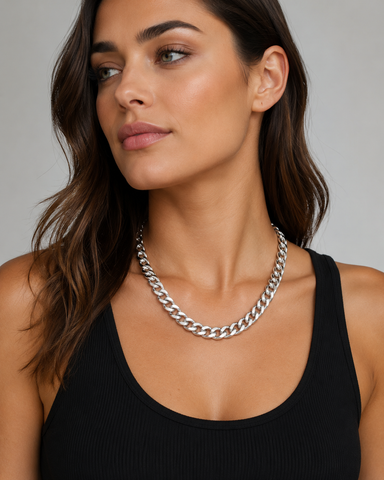 10mm sterling silver link chain necklace